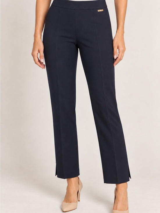 Tory Burch Pants - Tory Burch Black Slim Straight Leg Stretch Pants Gold Logo Size 2
